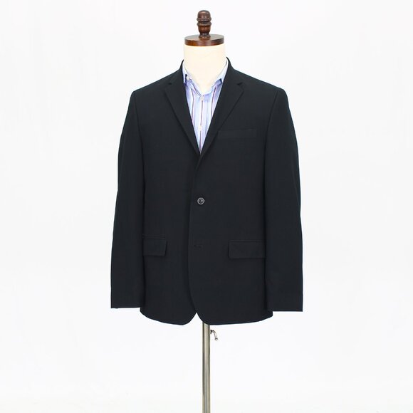 Ben Sherman 40R Black Solid 2-Button Sport Coat Blazer Jacket T716 - Picture 1 of 11